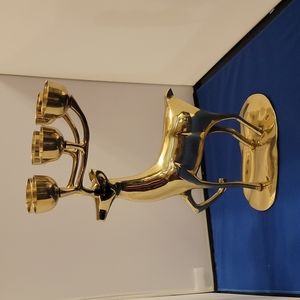 Vintage Large Brass Reindeer Candleholder